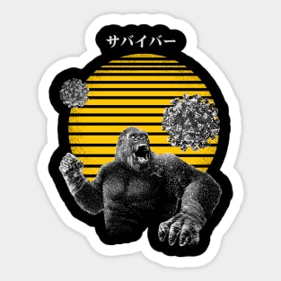 Animal Illustration -  An Ape Fighting Virus Covid Sticker